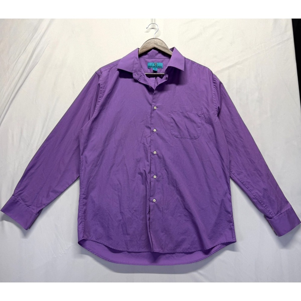 Bristol & Bull Dress Shirt Mens L 16-16.5 Purple Cotton Pleated Businees Formal